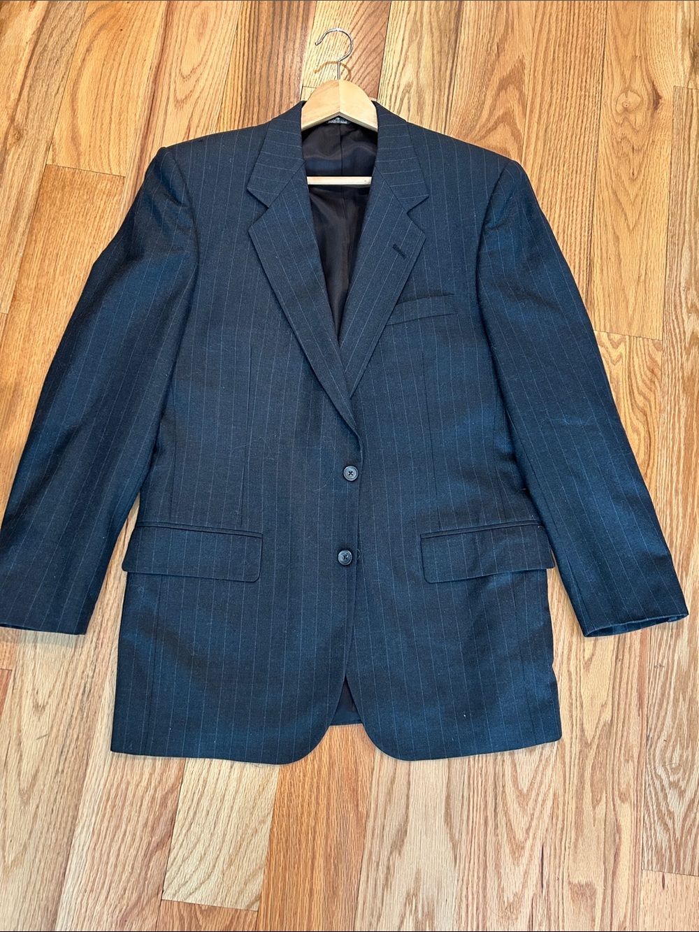 Barneys New York Navy Pinstripe Two-Button Sport Coat